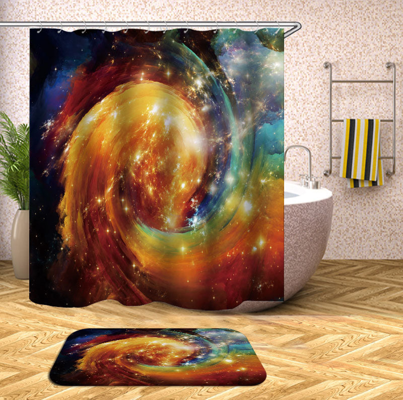 Spiraling Colorful Space Shower Curtain