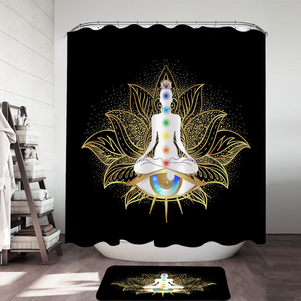 Spiritual Golden Buddha Shower Curtain