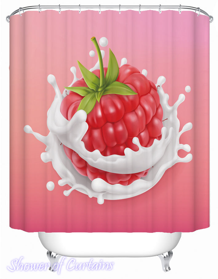Splashing Raspberry - pink shower curtain