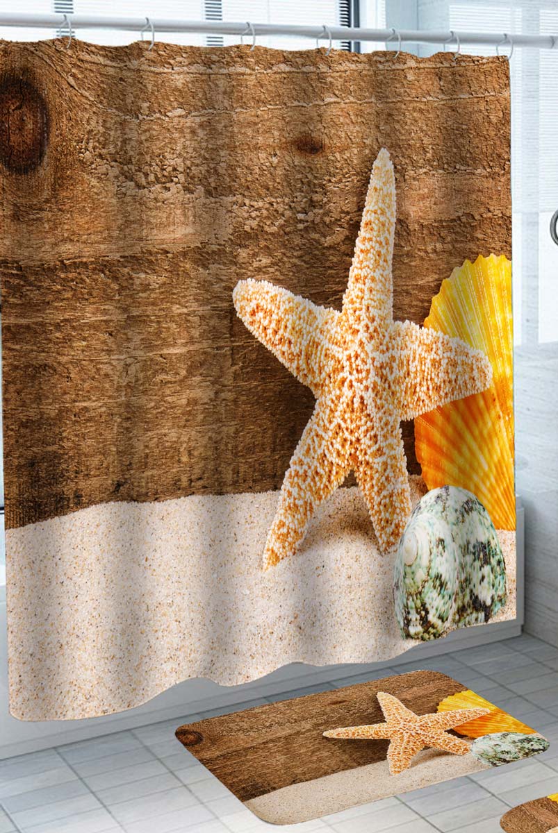 Starfish and Shells Shower Curtain Near the Deck