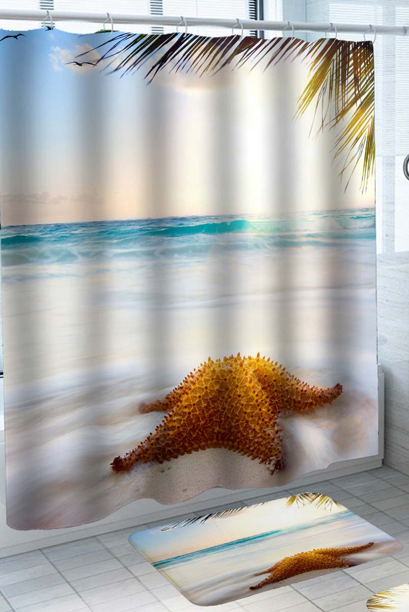 Starfish on a Tropical Beach Shower Curtain