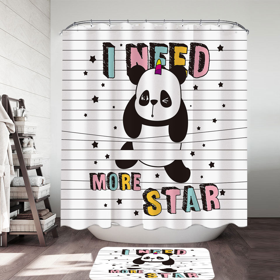 Stars Panda Children Shower Curtains