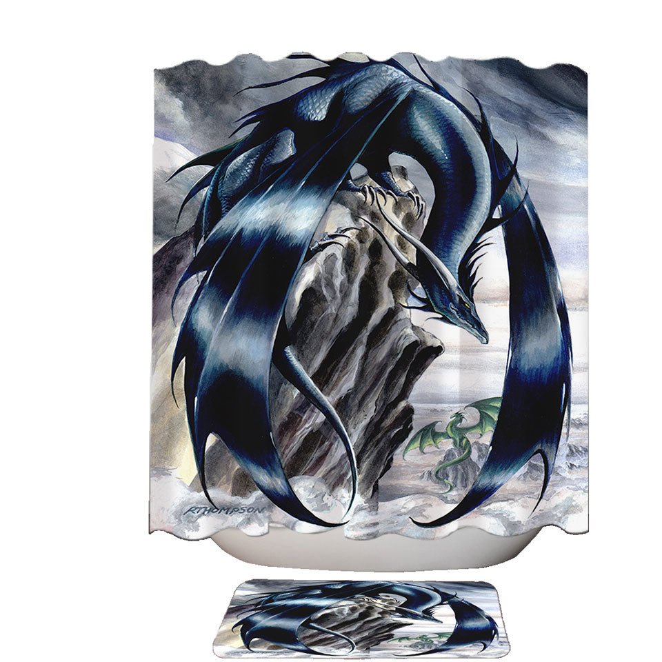 Stormchaser Cliff Dragons Shower Curtains