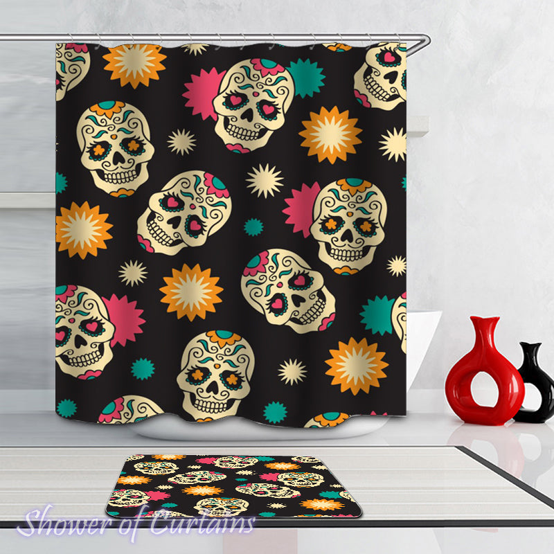 Sugar Skull Shower Curtain of Sugar Skulls Pattern