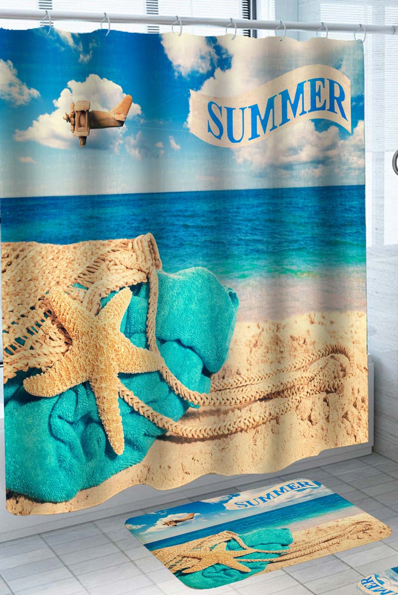 Summer Shower Curtain Displays Beach