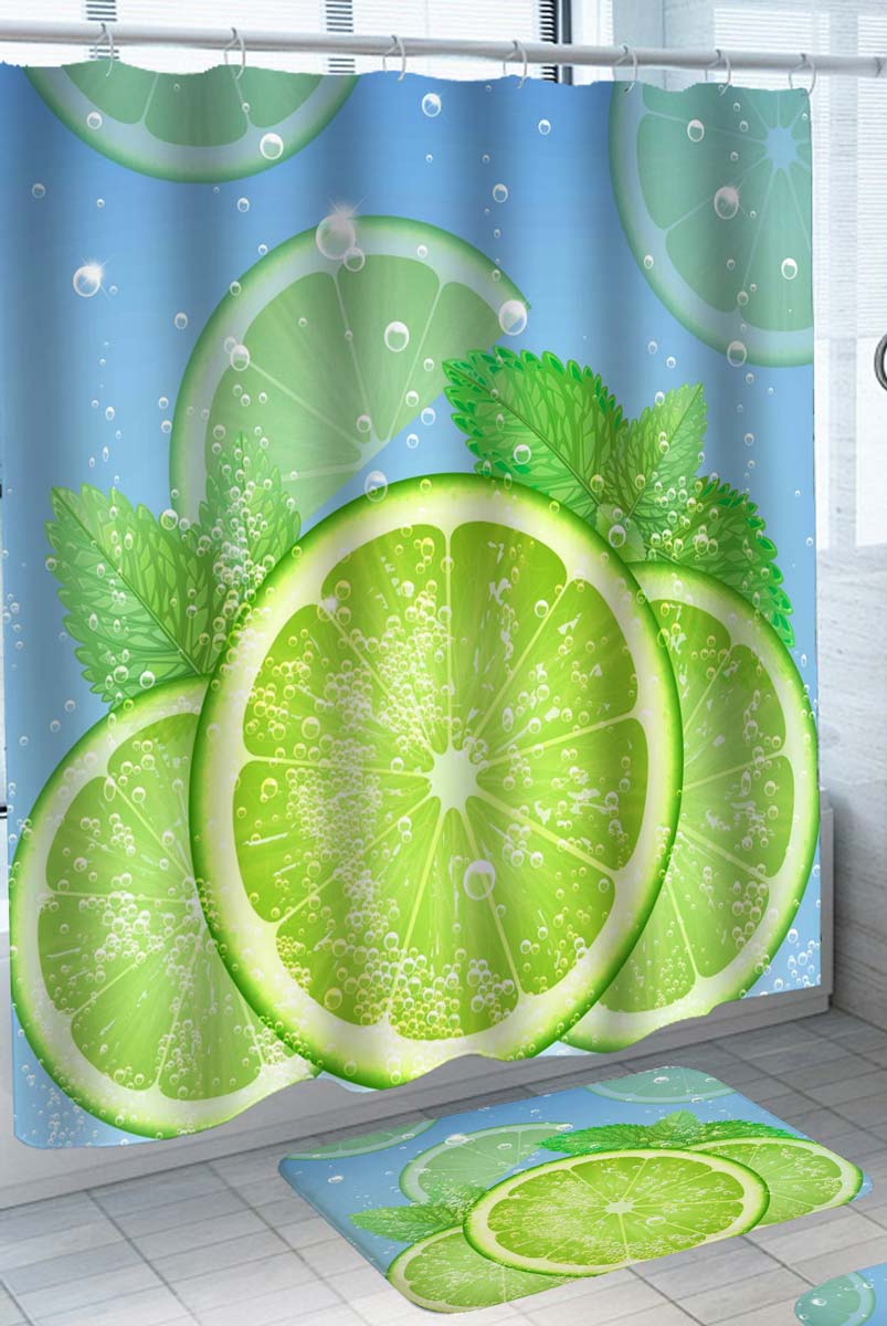 Summer Shower Curtains Cold Lemon and Mint