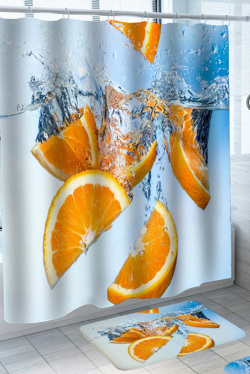 Summer Shower Curtains Fresh Orange Water