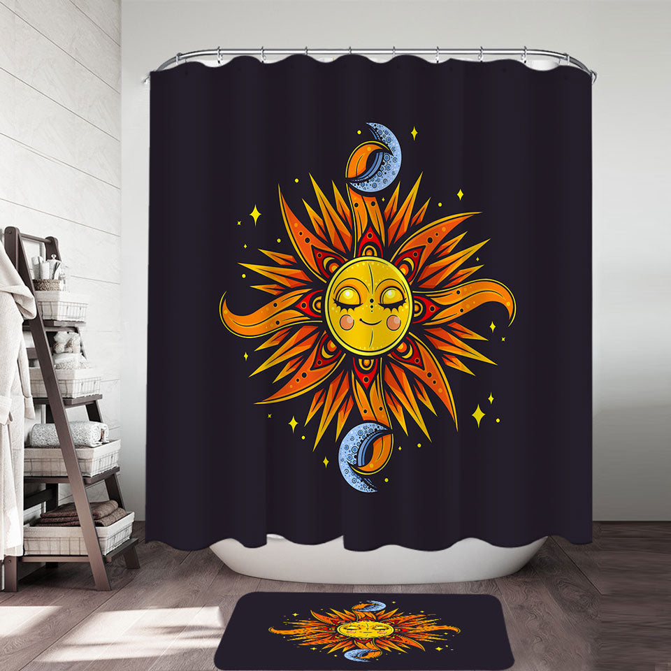 Sun and Moon Unique Shower Curtains