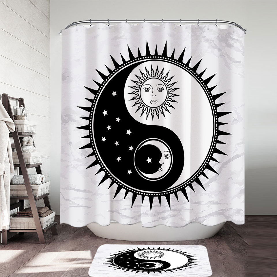 Sun and Moon Yin and Yang Shower Curtain