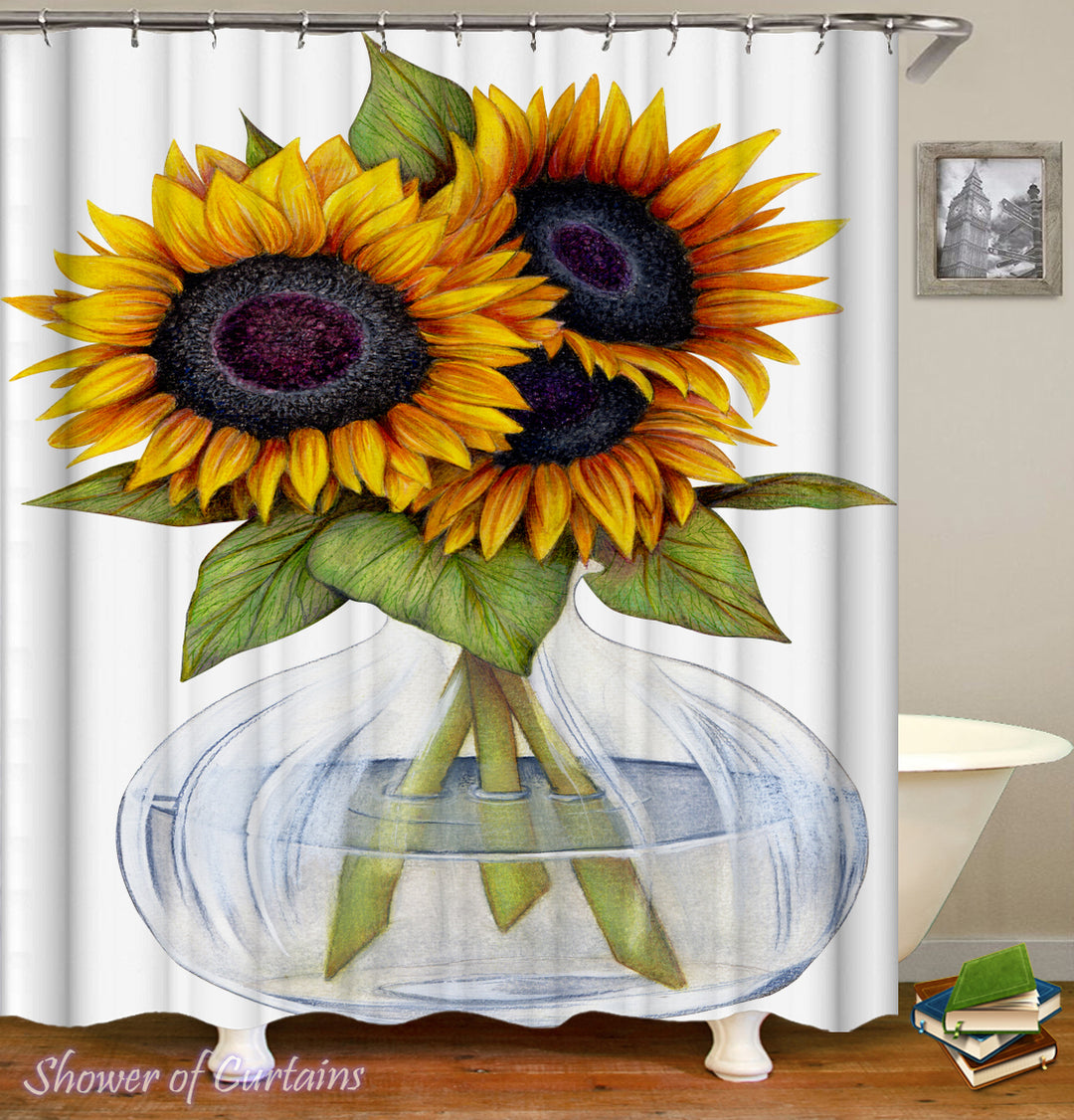 Sunflower Shower Curtain - Sunflowers Vase