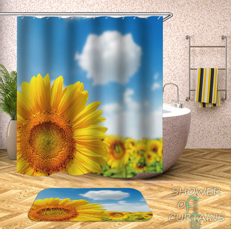 Sunflower Shower Curtain of Bright Day At The Sunflower Field