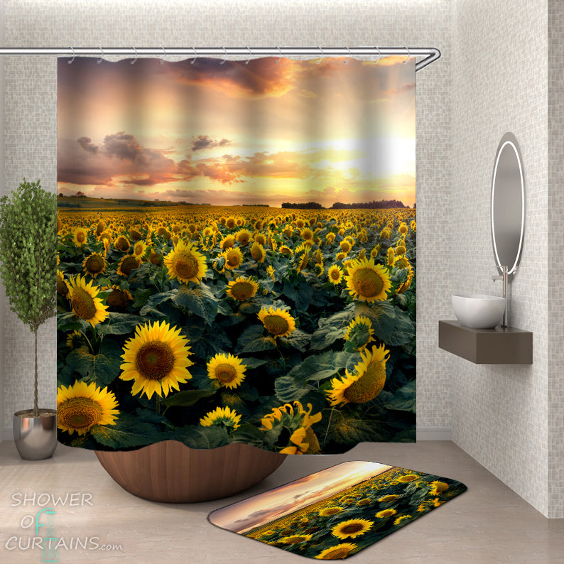 Sunflower Shower Curtain of Sunflower Field