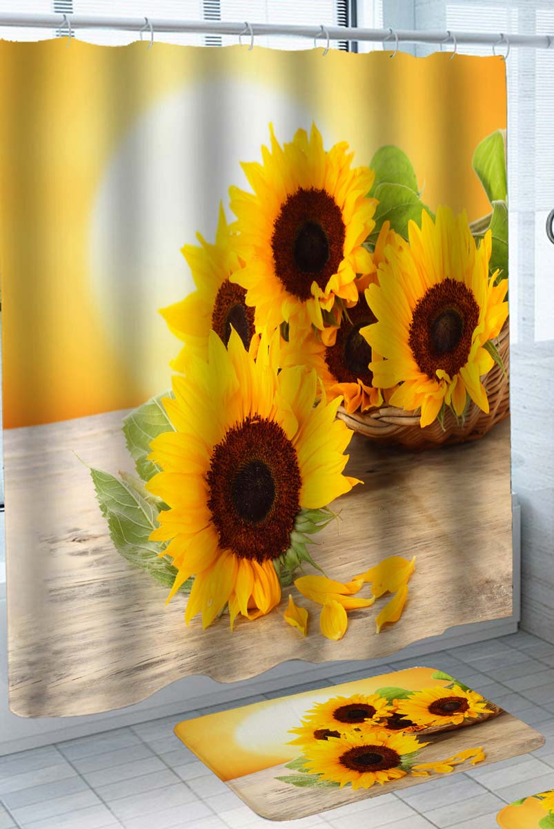 Sunflowers Basket over the Sun Shower Curtain