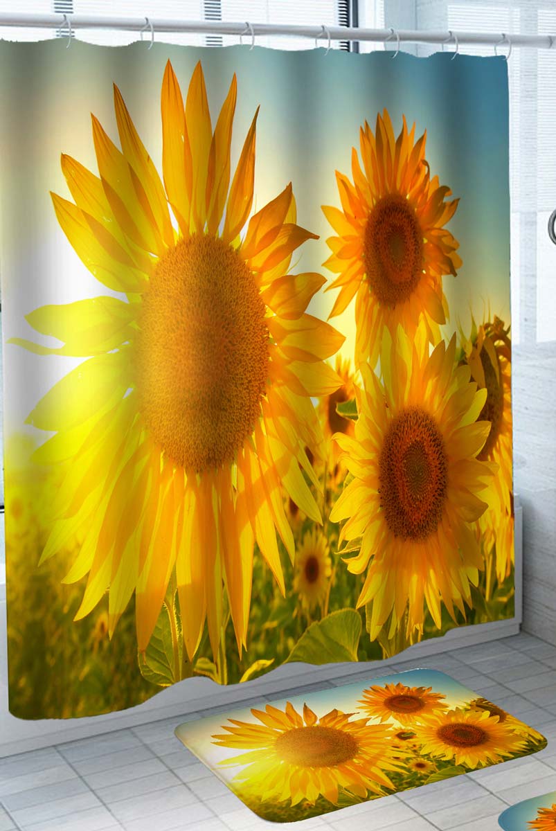 Sunny Shower Curtain with Sunflowers