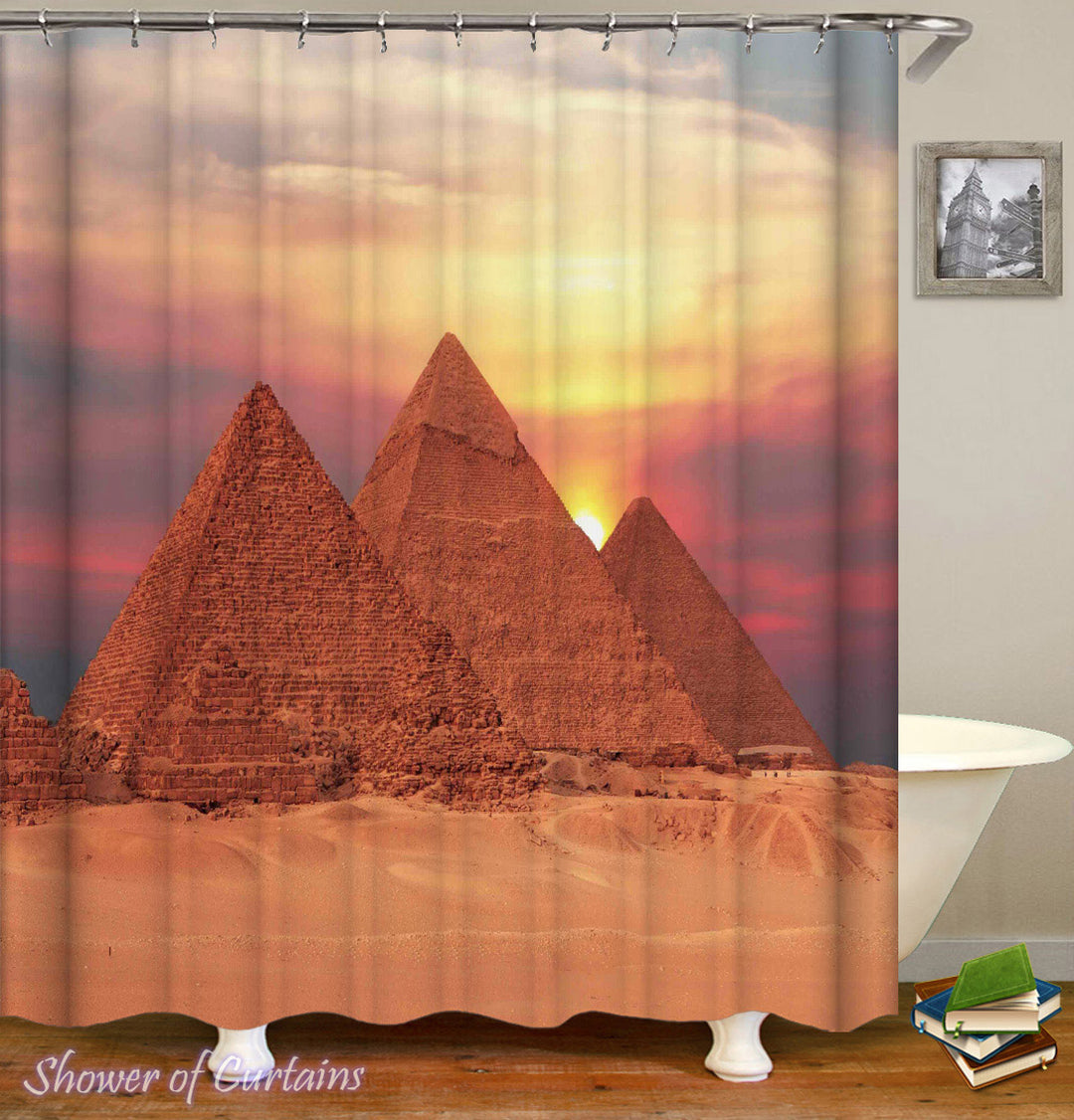 Sunset Pyramids Shower Curtain
