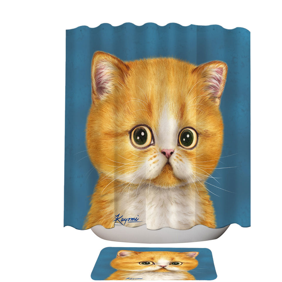 Sweet Shower Curtain Little Ginger Kitten Cat