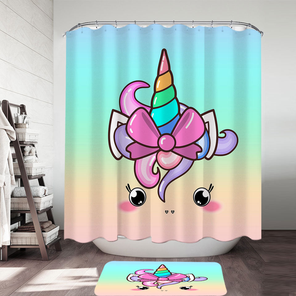 Sweet Unicorn Shower Curtain For Kids