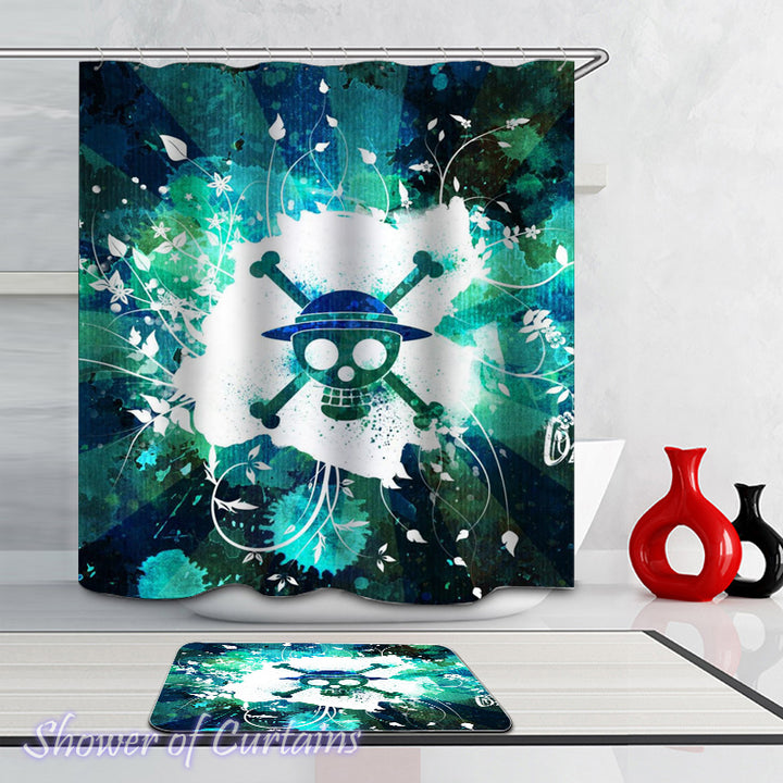 Teal Skull Shower Curtain - Turquoise And Teal Danger Skull