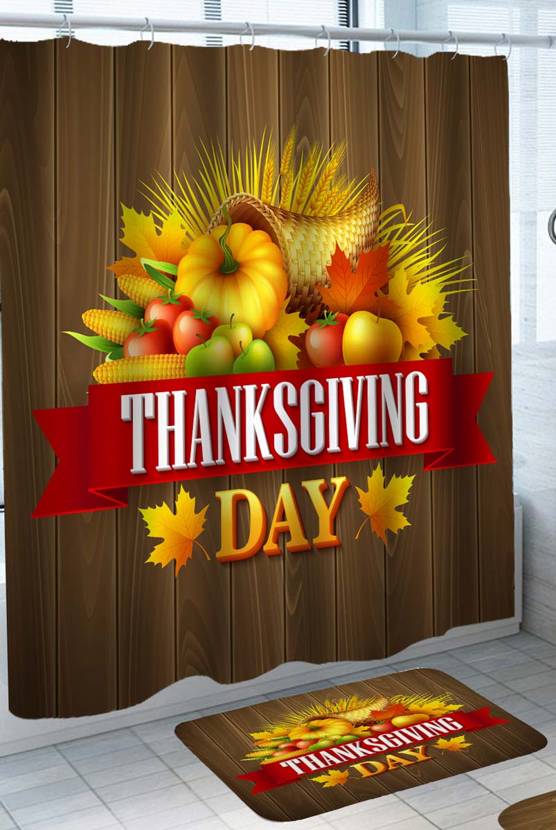 Thanksgiving Day Shower Curtain with Seasonal Fruits