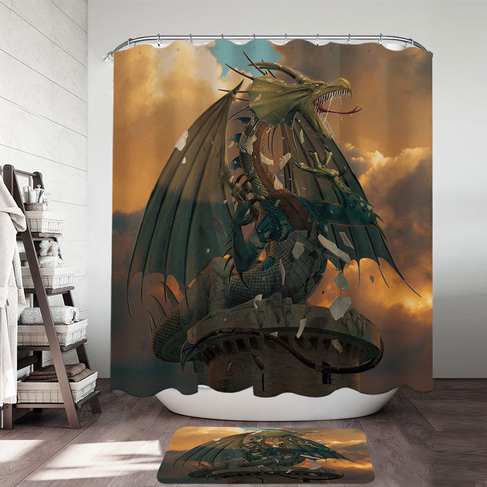 The Awakening Cool Fantasy Dragon Shower Curtains Fabric