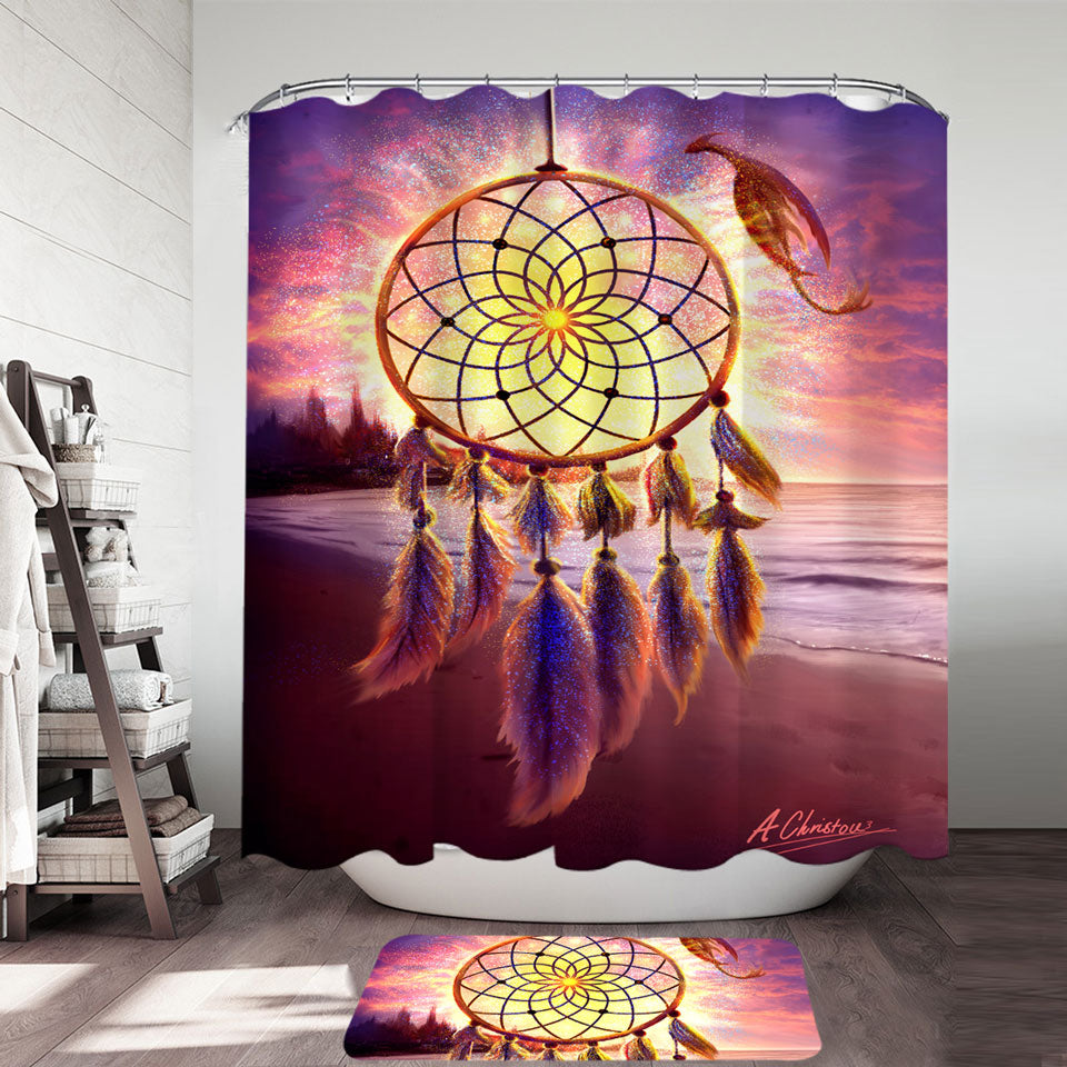 The Beach Magical Dream Catcher Shower Curtain