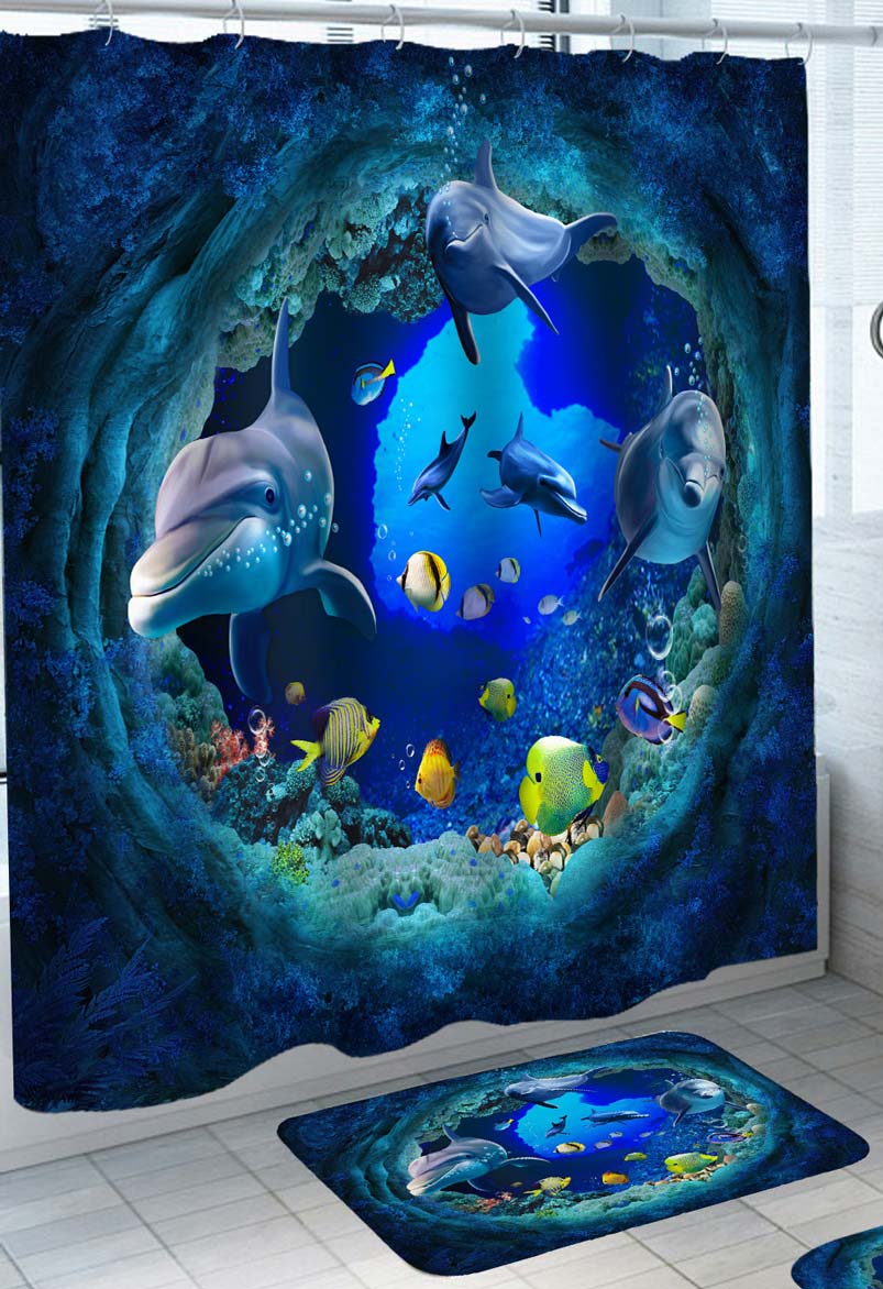 The Dolphins Reef Ocean Shower Curtain