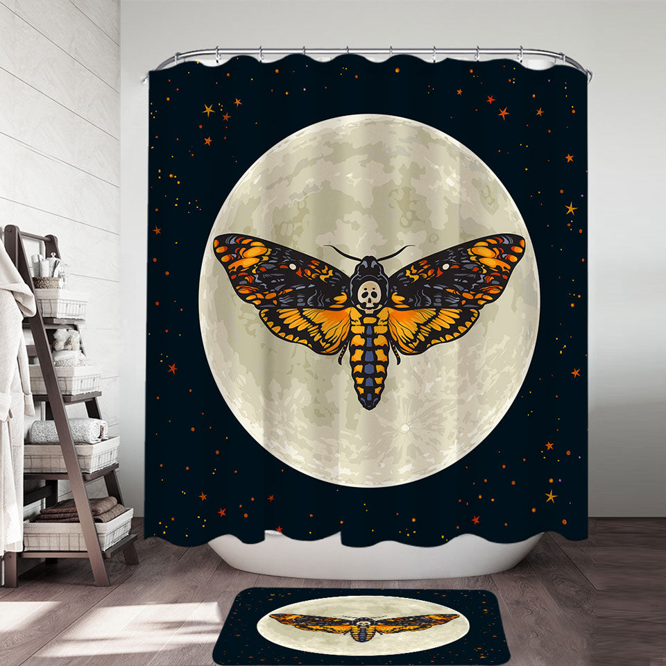 The Moon Death Moth Shower Curtain