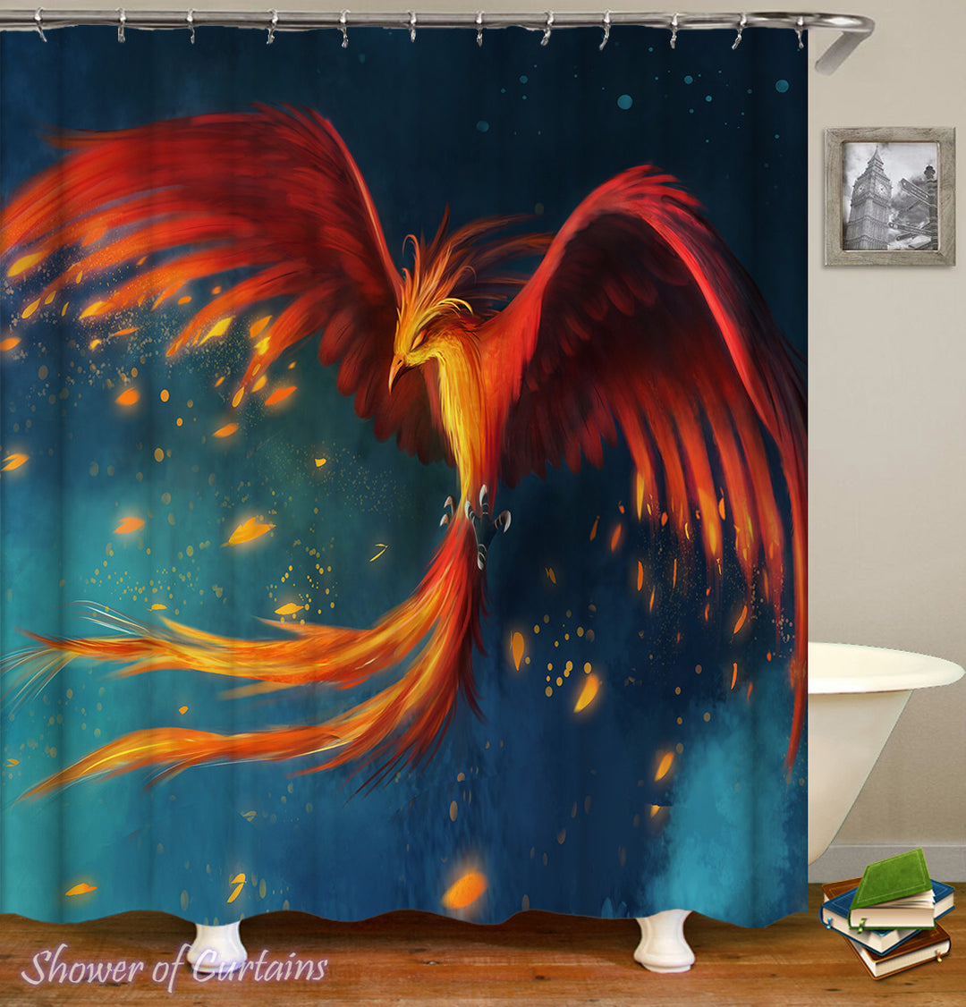 The Magnificent Phoenix shower curtain