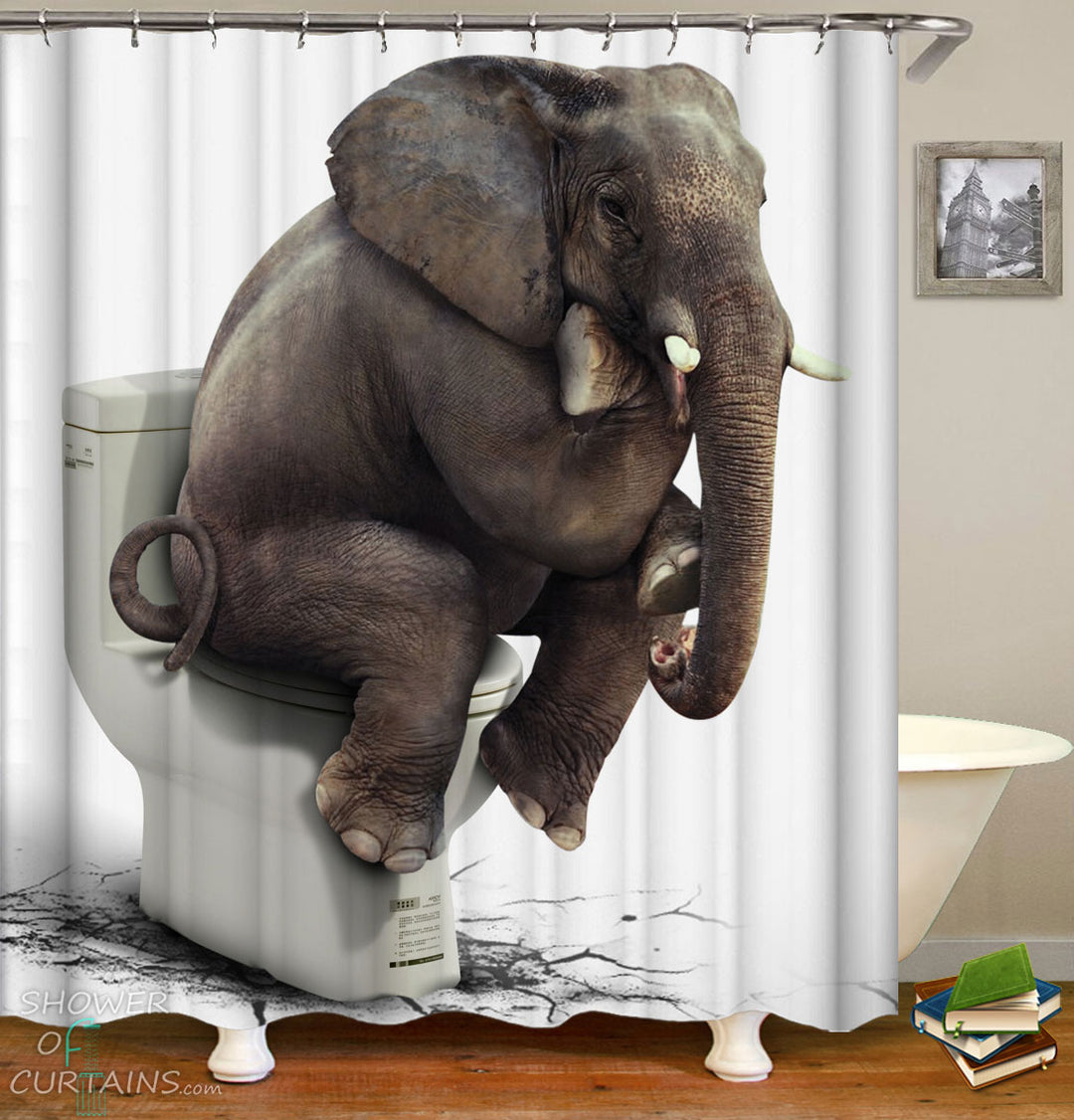 Thinking Elephant Shower Curtain