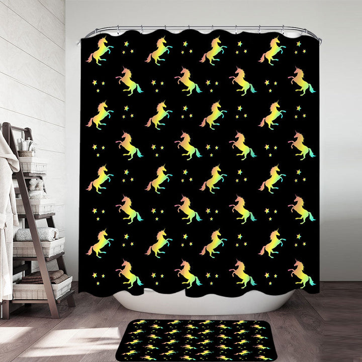 Three Stars Unicorn Pattern Pretty Shower Curtains