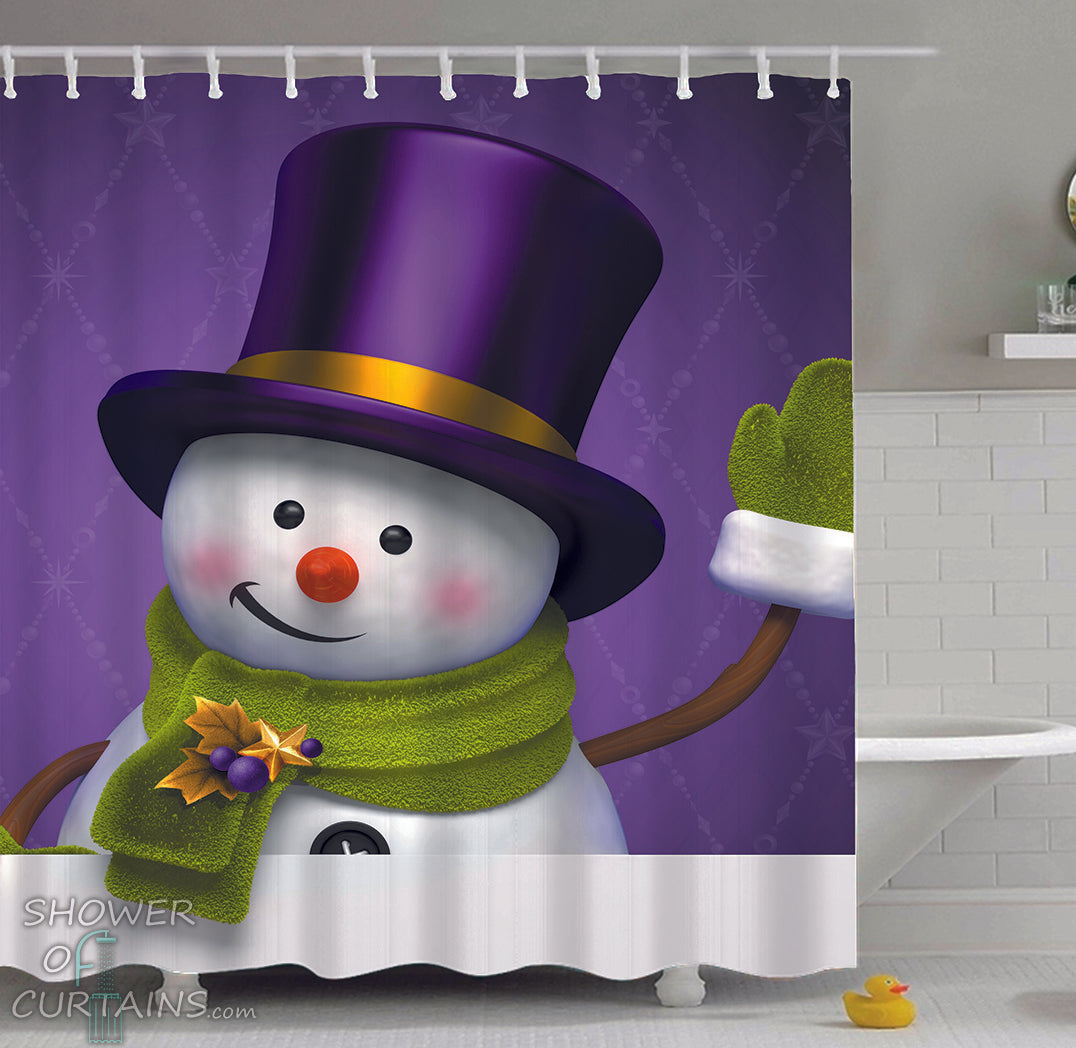 Top Hat Snowman Shower Curtain