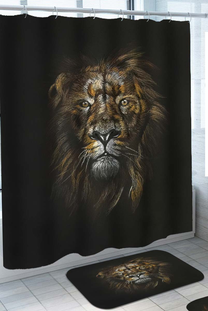 Tough Golden Lion Shower Curtain
