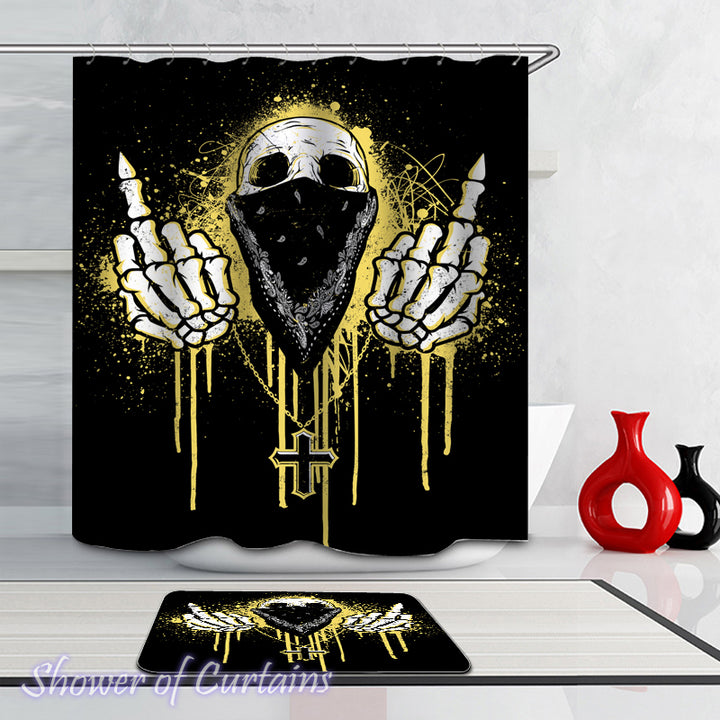 Tough Skeleton shower curtain - skull shower curtain