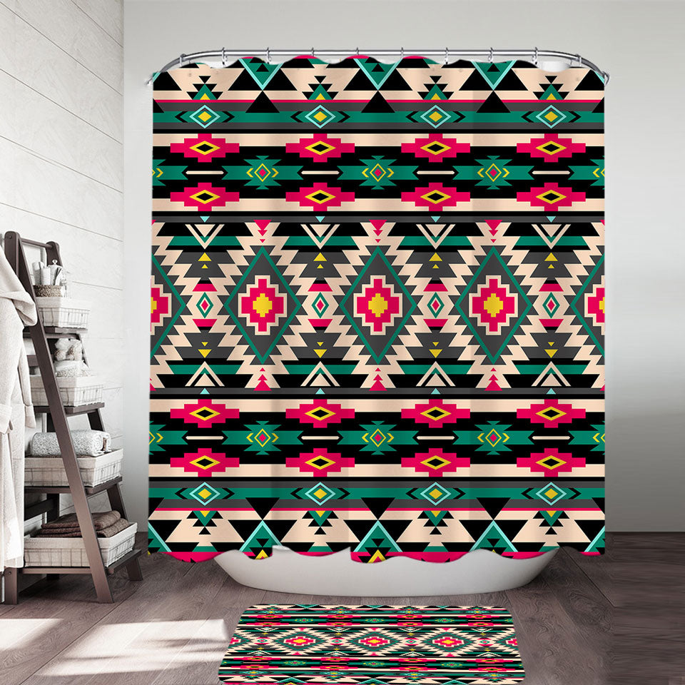 Traditional Aztec Multicolor Shower Curtains