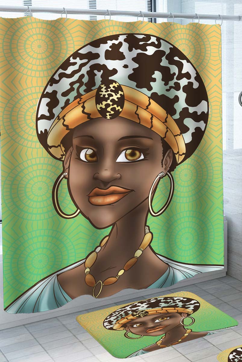Traditional Headdress African Black Woman Shower Curtain