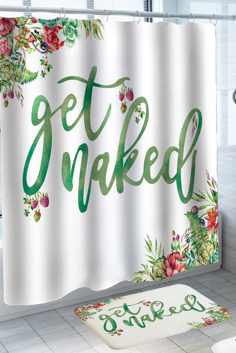 Tropical Flowers and Leaves Get Naked Shower Curtains