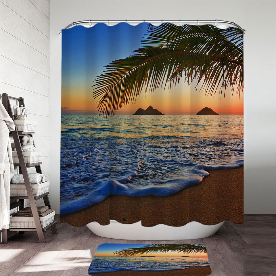 Tropical Shower Curtains for Ocean Theme Bathroom
