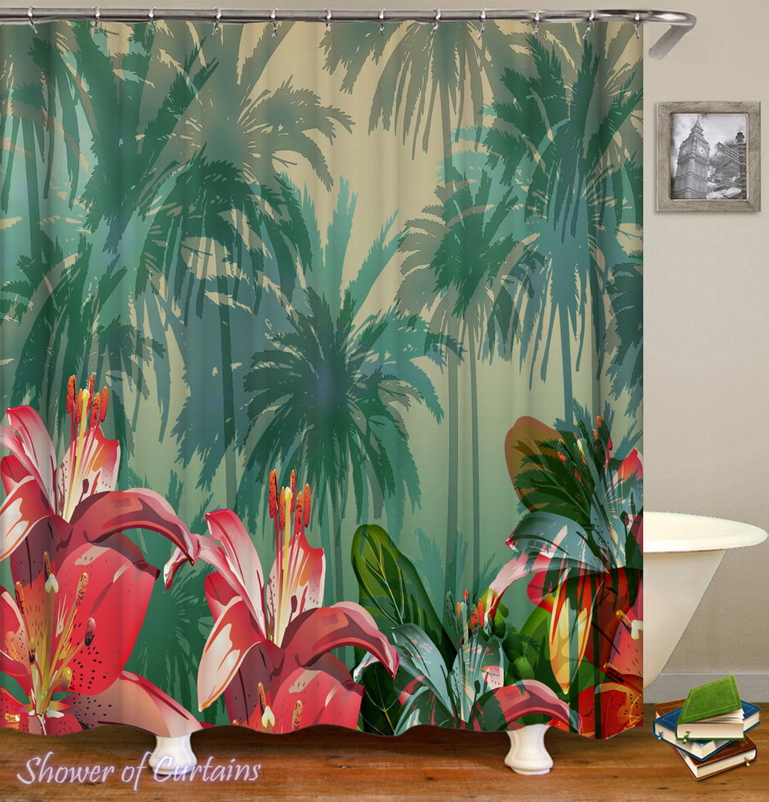 Tropical Atmosphere - tropical flowers shower curtain