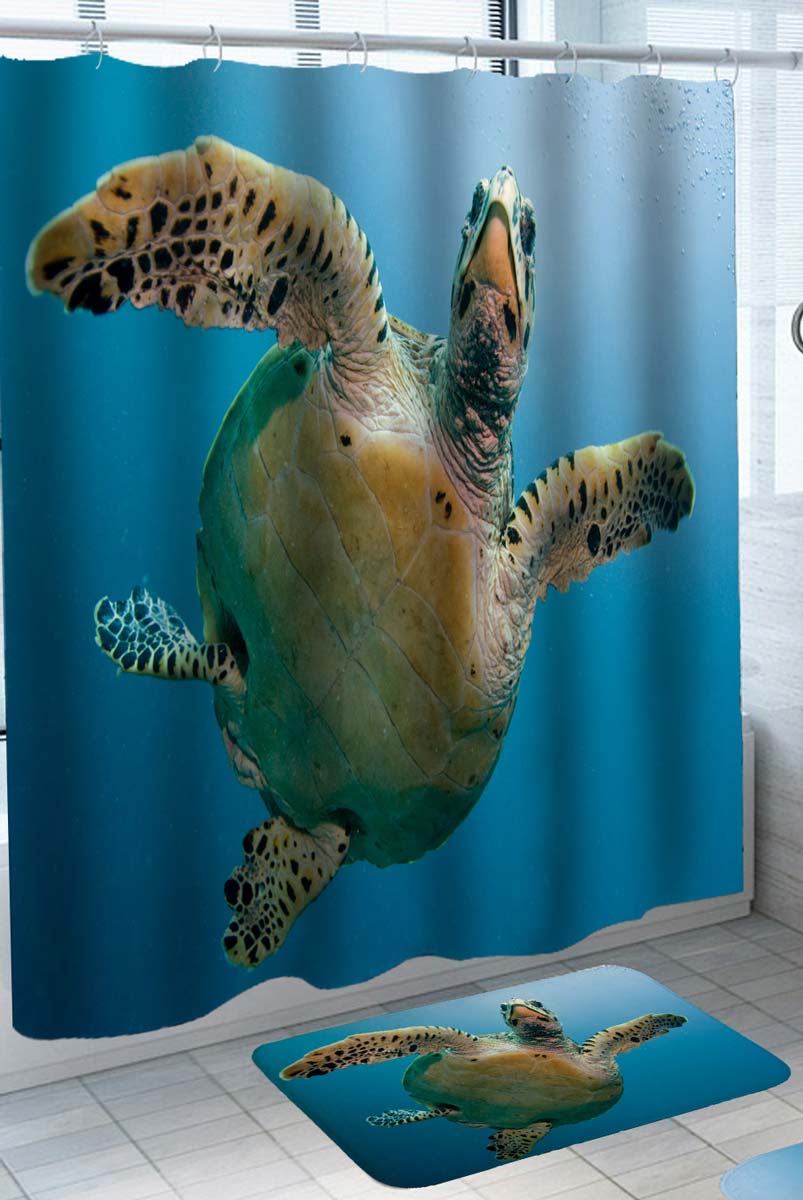 Turtle Wild Photo Shower Curtains with Sea Water