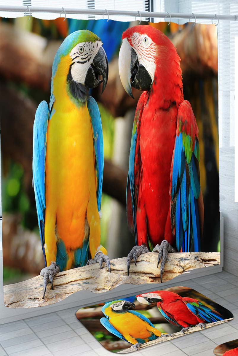 Two Colorful Ara Parrots Shower Curtain