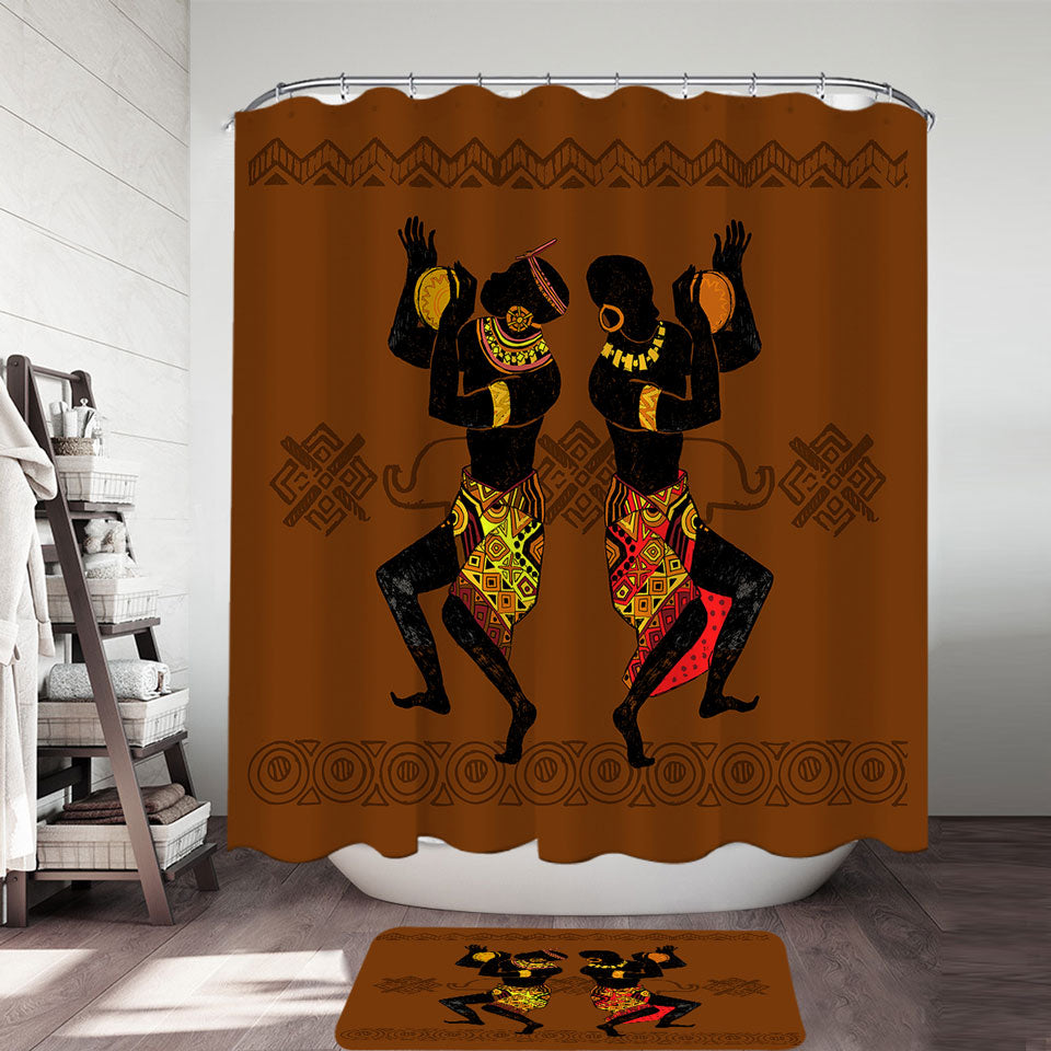 Two Dancing African Men Shower Curtain