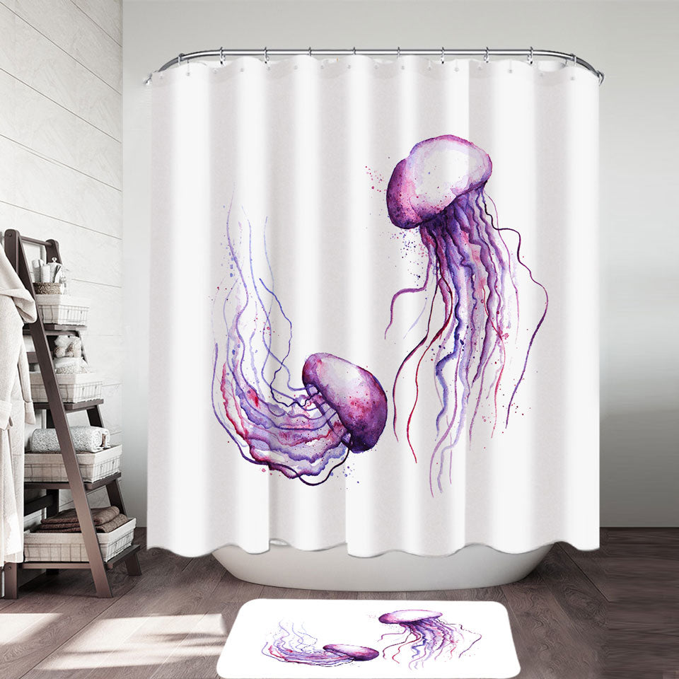Two Purple Jellyfish Shower Curtain