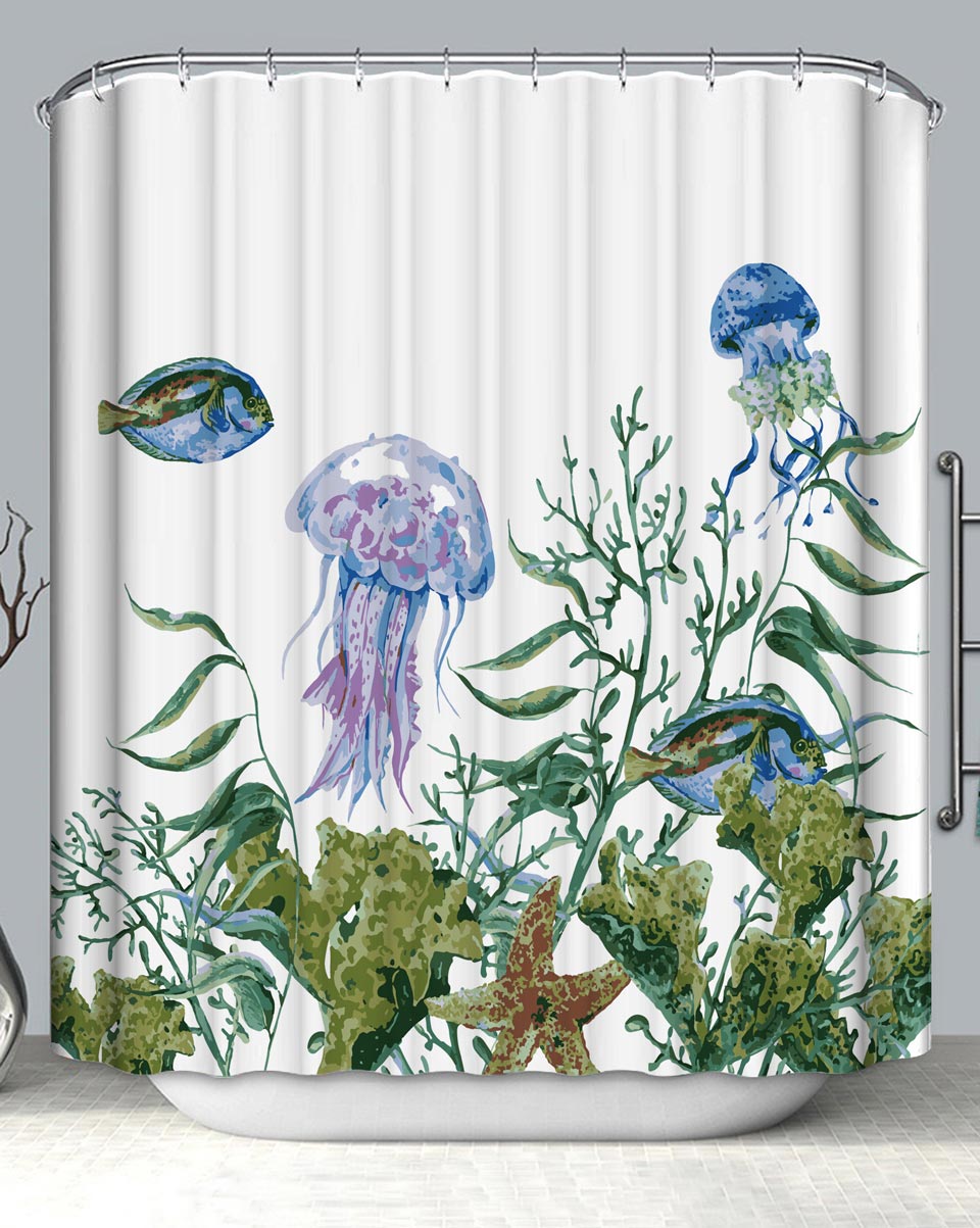 Under the Sea Jellyfish and Fish at the Reef Shower Curtain