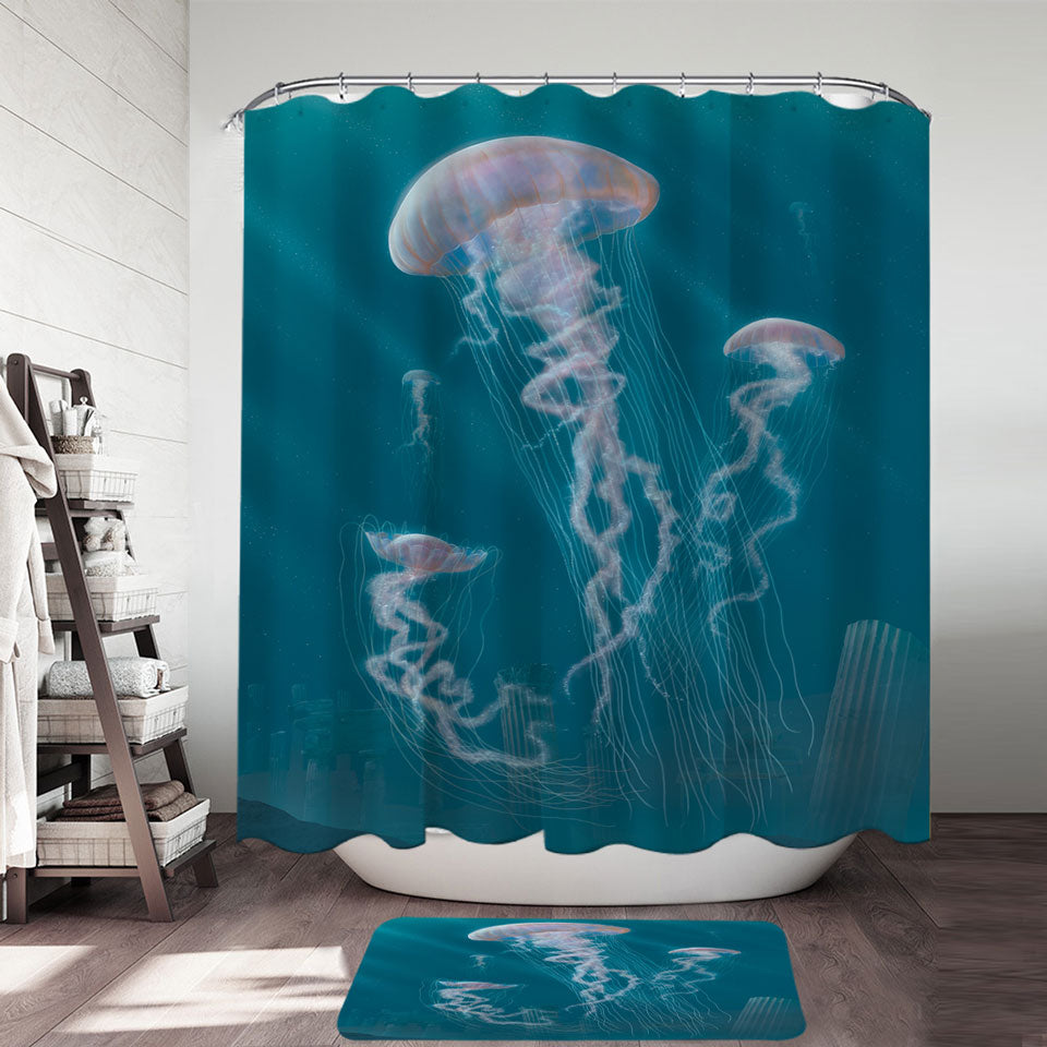 Underwater Art Giant Jellyfish Shower Curtain