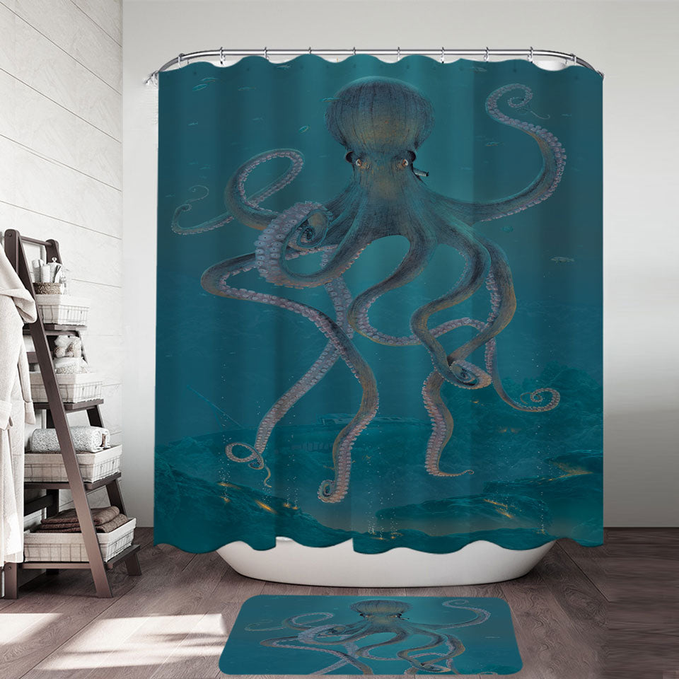 Underwater Art Giant Octopus Shower Curtain