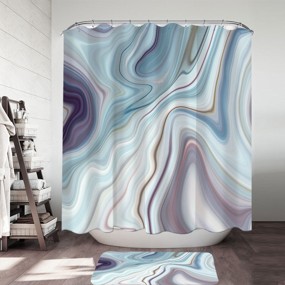 Unique Blue Hues Marble Shower Curtain