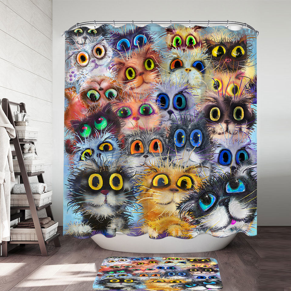 Unique Shower Curtains Big Cats Eyes