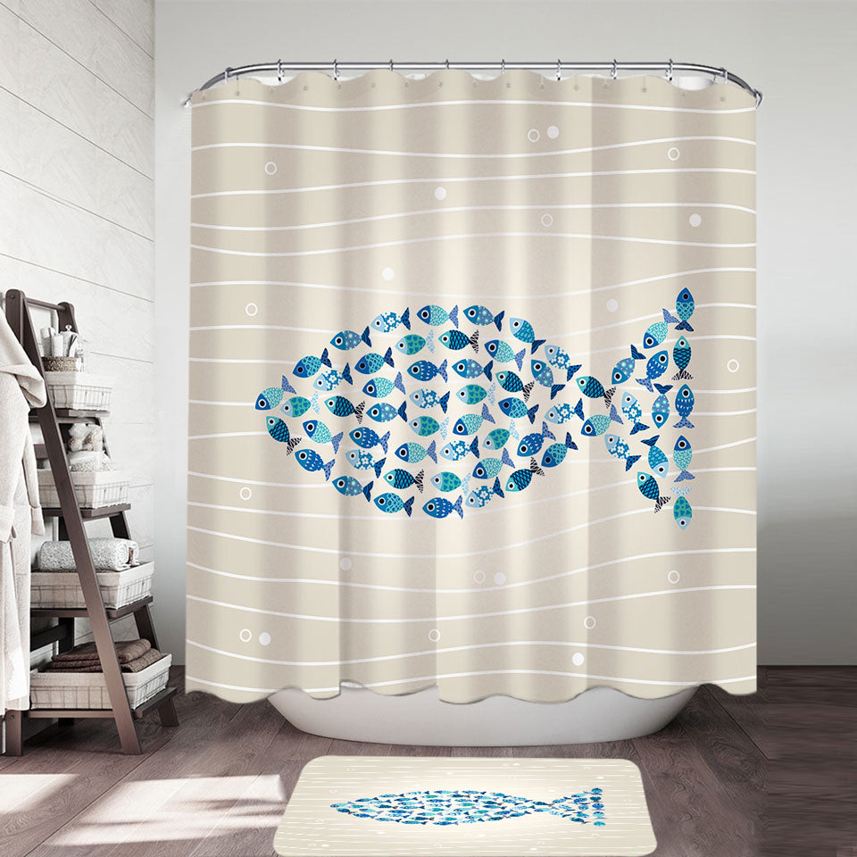 Unique Shower Curtains Blue Turquoise Fish of Fish Shower Curtain