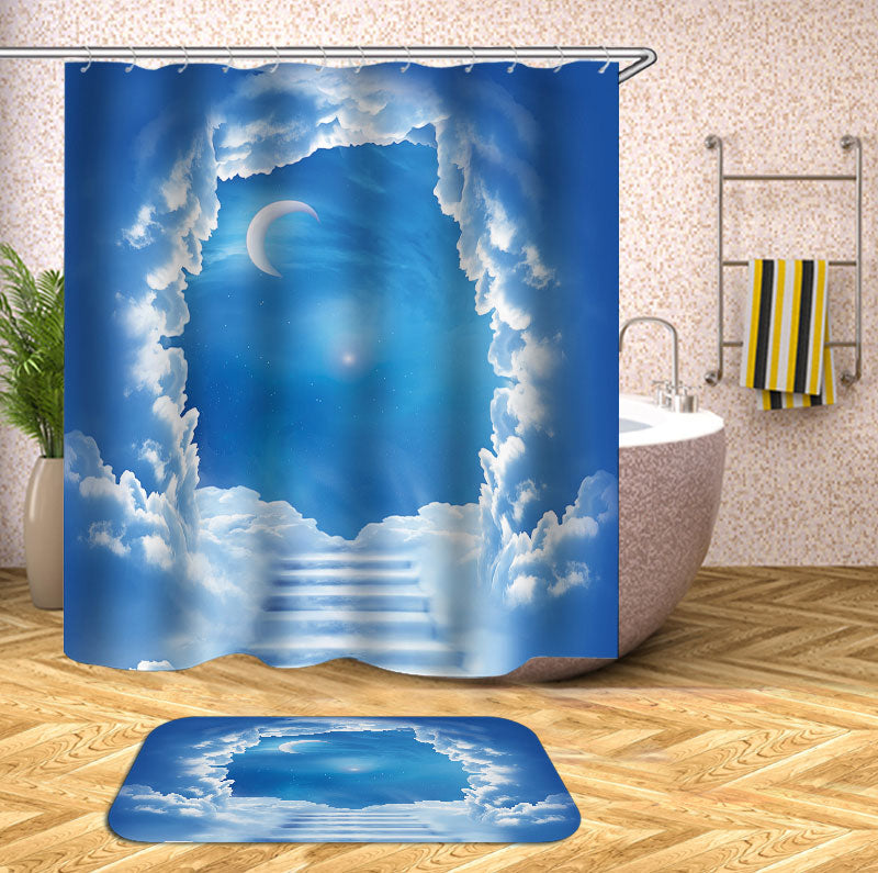 Unique Shower Curtains Clouds Stairs to the Moon