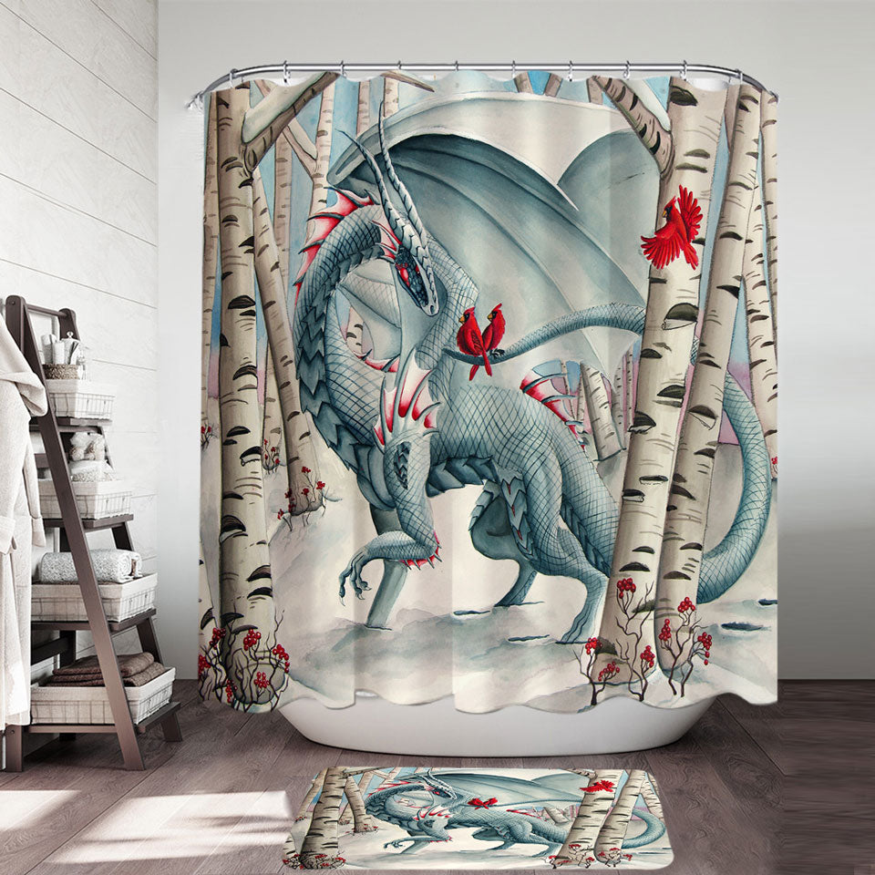 Unique Shower Curtains Lady of the Forest Fantasy Art Dragon Painting